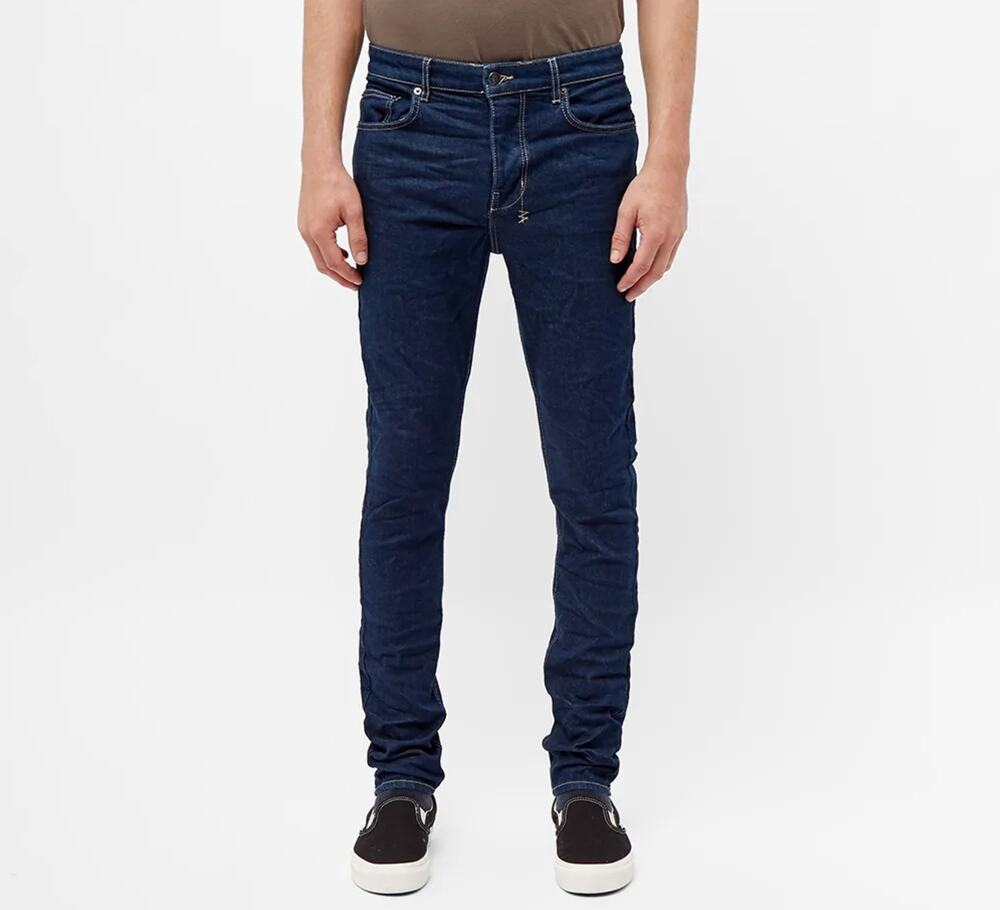 Ksubi Chitch Petrol Dark Wash Button Fly Tapered Jeans Mens Size 29 Embroidered